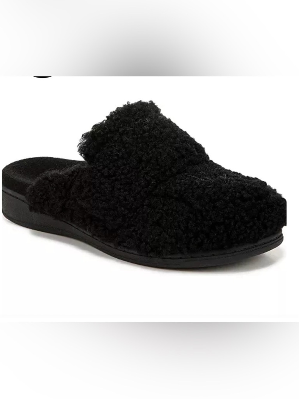 VIONIC Gemma II Mule Slippers Women’s 7 Black Faux Shearling Slide Cushion Cozy